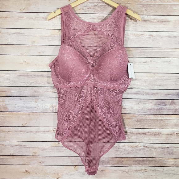 French Affair Other - Plus Size Rose Pink Lace Teddy